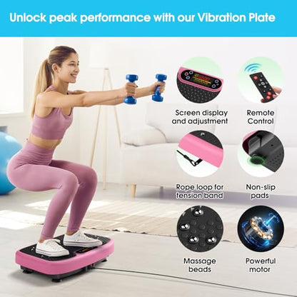 SoftGym Waver Vibration Plate Exercise Machine for Lymphatic Drainage Weight Loss,120 Speed Levels Vibrating Platform with Resistance Bands,Full-Body Workout Equipment for Muscle Activation - style: Slim- Cherry