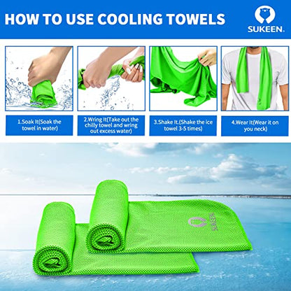 Sukeen [4 Pack Cooling Towel (40"x12"),Ice Towel,Soft Breathable Chilly Towel,Microfiber Towel for Yoga,Sport,Running,Gym,Workout,Camping,Fitness,Workout & More Activities