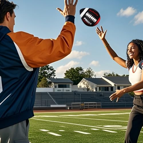 PassCatch Training Football, Peewee Size(Ages 3-9) Kids/Youth (Ages 7-13) Official Size(Ages 13+) Fatherless Bounce Back Leather Football Improving Enhance Solo Passing Catching Skills - color: Black with white circles, size: Mens&Youth Size 9 for Ages 13