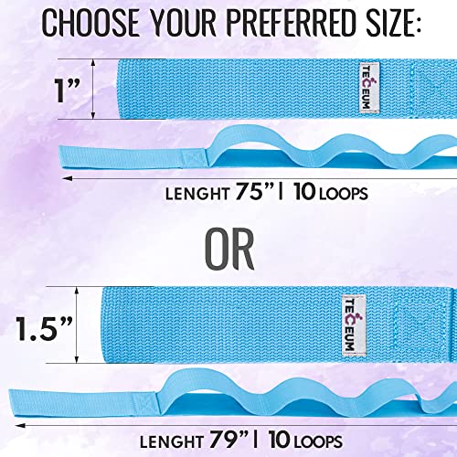 Stretching Strap with 10 Loops for Physical Therapy & Rehab | Non-Elastic Yoga Stretch Band for Hamstring, Leg, Hip & Knee Rehab, Pilates, Flexibility & Mobility Exercises for Men & Women