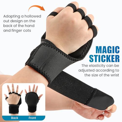 Workout Gloves for Men & Women, Wrist Wraps for Weightlifting Fingerless Gym Gloves with Wrist Support, Breathable Palm Padding Ideal for Gym, Fitness, Cross Training, Cycling