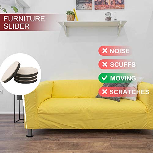 Felt Furniture Sliders, 20pcs-3 1/2” Furniture Sliders for Carpet, Furniture Pads Hardwoods Floors, Heavy Furniture Movers Sliders, Reusable Moving Pads, Floor Protectors for Carpet