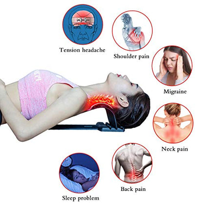 2-in-1 Neck & Back Stretcher for Cervical and Lumbar Support, Adjustable Spinal Stretch Device for Posture, Back Relaxation & Daily Neck Support