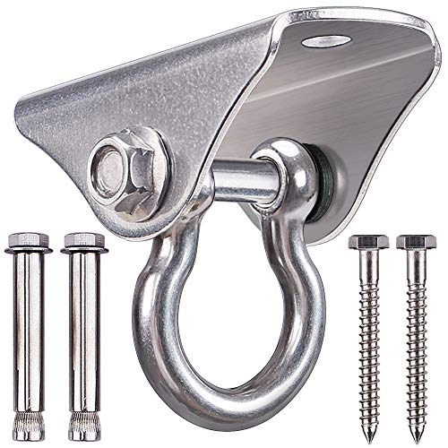 Stainless Steel Heavy Duty Swing Hanger Ceiling Mount 1600 LB Capacity Swing Hardware for Swing Seat, Yoga, Heavy Bag, Porch Swing, Hanging Chair with 2 Screws and 2 Expansion Bolts