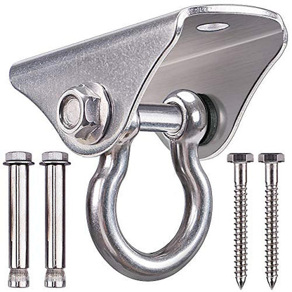 Stainless Steel Heavy Duty Swing Hanger Ceiling Mount 1600 LB Capacity Swing Hardware for Swing Seat, Yoga, Heavy Bag, Porch Swing, Hanging Chair with 2 Screws and 2 Expansion Bolts