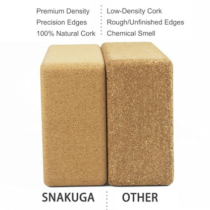 Cork Yoga Block 2 Pack for Pilates, 4'' or 3'' Non-Slip & High Density Blocks for Meditation, Fitness and Stretching, Supportive and Flexibility Brick for Improve Poses Balance