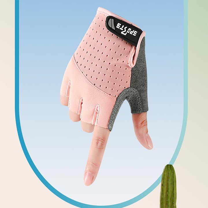 Kids-Fingerless-Cycling-Gloves Non-Slip Exercise Gloves for Youth Girls - color: Pink, size: Large