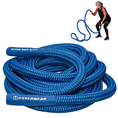 HYPERWEAR Hyper Rope Weighted Short Battle Rope 20 ft / 15 lb – Blue - size: 20 ft (15 lb) Blue