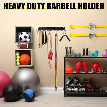 Wall-Mounted Gym Organizer, Resistance Band Storage Rack, Barbell Holder Wall Mount, Dumbbell Storage, Home Gym Accessories Holder (ZJ-L-2m)