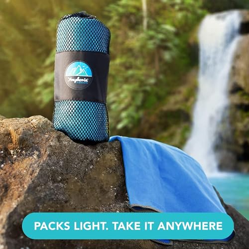 Youphoria Microfiber Travel Towel Fast Drying Lightweight - Quick Dry Towel for Camping, Beach, Backpacking, Hiking & Sport - color: Blue/Gray, style: 28" x 56" (Medium)