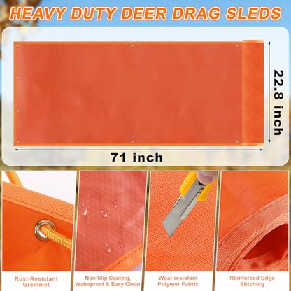 Deer Drag Sled, Heavy Duty Tear Resistant Hunting Sled with Deer Drag Harness and Rope, Portable Hunting Accessories for Game Dragging, Hauling Elk, Turkey, Duck, and Ice Fishing Gear