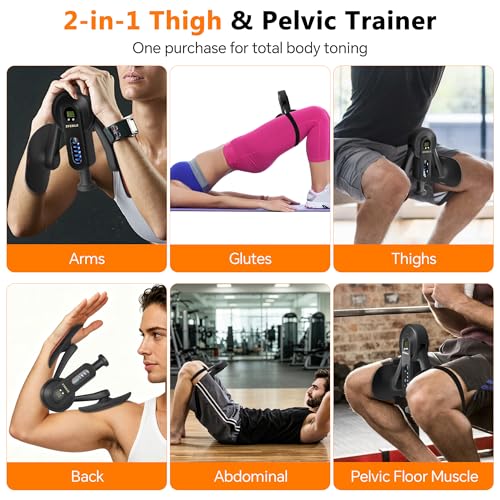 Pelvic Floor Exercise Devices, Thigh Master Kegel Exerciser 90/135lb Adjustable Pelvic Floor Muscle Trainer with Digital Counter, Resistance Band Straps for Women Men Shaping Home Gym