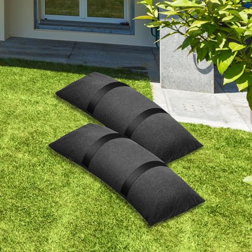 2Pcs Outdoor Fillable Sand Bags Weight Bags Black Weatherproof Heavy Duty 49 Lb.
