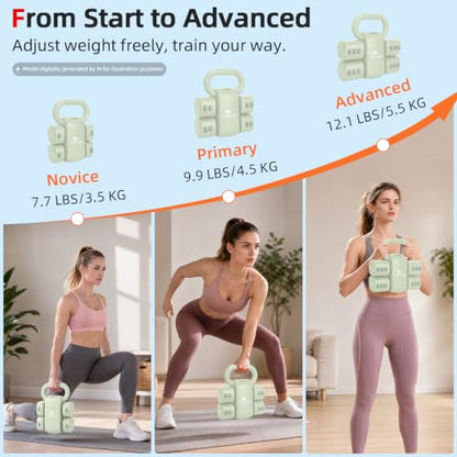 Abahub 2 in 1 Kettlebell & Dumbbell Set, Adjustable Dumbbell for Home Gym - color: Green