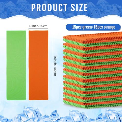 Hosuly 30 Pack Cooling Towels 40"x12" - color: Light Green, Orange