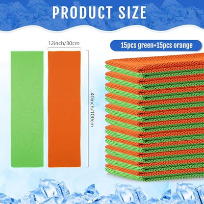 Hosuly 30 Pack Cooling Towels 40"x12" - color: Light Green, Orange
