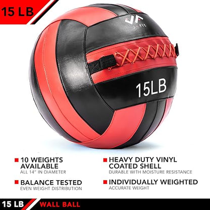JFit Wall Ball – Premium Soft Weighted Exercise Ball for Strength, Conditioning, Gym & Home Workouts, 4-30 LB