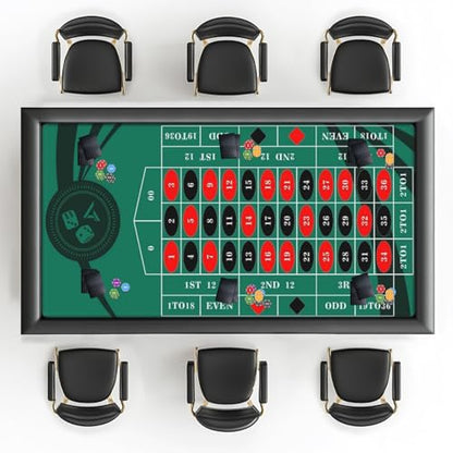 AQQA Roulette Table Mat 70 x 35 Inch, Durable, Water-Resistant Roulette Mat Made of 3mm Thick Rubber, Reinforced with Sturdy Stitching - Portable Casino Roulette Mat for Game Night Party