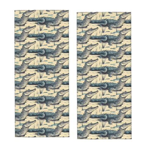 Vintage Alligator Hand Towel for Bathroom 2 Pack,Soft Microfiber Face Towels for Bath,Kitchen,Spa,and Gym,Decorative Absorbent Polyester Towels,Perfect for Home or Hotel Decor 14.5x28in - color: Alligar31