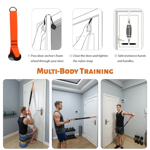 Upgraded Multifunction Pedal Resistance Band with Handle, Exercise Bands with 3 Tube Adjustable Resistance Bands, Pedal, Door Anchor and 3 Handles, for Full Body Training for Abs Arm Leg Waist Workout