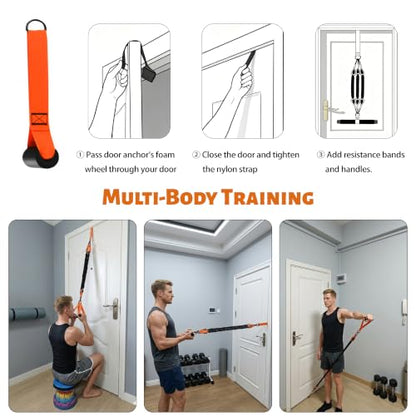 Upgraded Multifunction Pedal Resistance Band with Handle, Exercise Bands with 3 Tube Adjustable Resistance Bands, Pedal, Door Anchor and 3 Handles, for Full Body Training for Abs Arm Leg Waist Workout