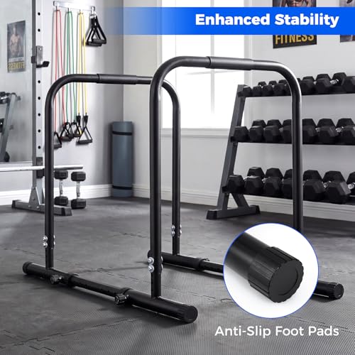 Goplus Adjustable Dip Bar, Heavy Duty Parallette Push Up Stand with 660 LBS Capacity, Anti-Slip Foam Grips, Portable Fitness Workout Dip Station for Home Gym, Calisthenics - size: 2 Side Locked