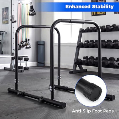Goplus Adjustable Dip Bar, Heavy Duty Parallette Push Up Stand with 660 LBS Capacity, Anti-Slip Foam Grips, Portable Fitness Workout Dip Station for Home Gym, Calisthenics - size: 2 Side Locked