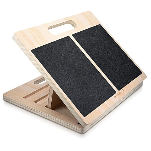 Navaris Slant Board Calf Stretcher - Adjustable Wood Incline Board for Stretching Calves - Wooden Exercise Wedge Tilt Ramp with Surface Grip - style: Blocks