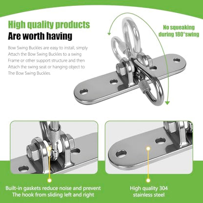 Ceiling Mount Swing Hanger with Bearing 900 LB Capacity Heavy Stainless Steel Hanging Chair Mount Swing Hardware for Swingset Playground,Quick Suspension Replacement - size: size 8