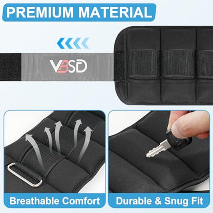 Adjustable Ankle Weights for Men Women, 2 4 6 8 10 lbs 1 Pair Leg Weight Straps, Weighted Ankle Weight Set with Removable Sandbags for Walking Running Yoga Physical Therapy Gym Home Workout