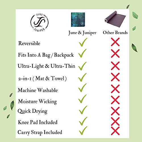 June & Juniper Travel Yoga Mat Foldable Lightweight - Thin Light Non-Slip Travel Yoga Mat Eco - color: patronus forest