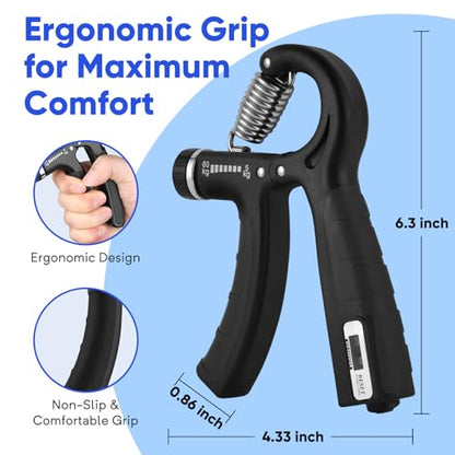 Adjustable Grip Strength Trainer, 11–132 Lbs (5–60kg) Resistance, Hand & Forearm Strengthener for Fitness, Recovery, and Daily Training