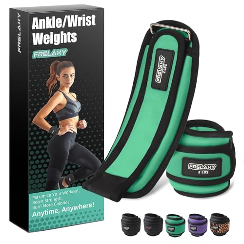 Frelaxy Ankle Wrist Weights for Women Men Kids, Comfy& Adjustable Leg Arm Weights Set for Walking, Gym, Yoga, Pilates, Dance, Cardio & Strength Training 1lb 2lbs 3lbs 1 Pair - color: Green, size: 2 lbs x 2