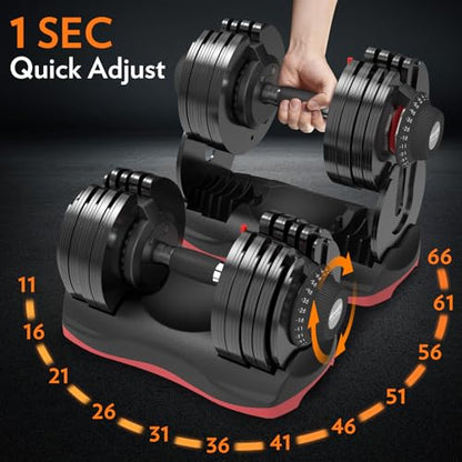 ATIVAFIT Adjustable Dumbbells Set of 2, 5–88LB Quick Adjust Free Weights with Double Safety Lock & Anti-Slip Steel Handle, Space Saving Home Gym Equipment for Full Body Strength Training
