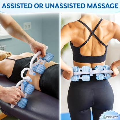 Leg Massage Roller - Adjustable Arm Belly Massager Roller Stick to Reduce Cellulite Appearance - Deep Tissue Myofascial Release Tool - Lymphatic Drainage Massaging Tool - color: Blue/White