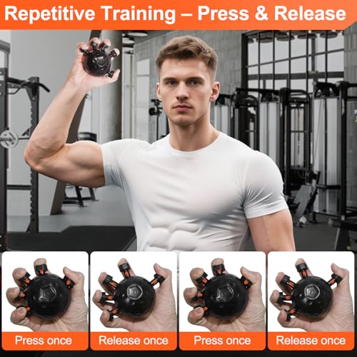 Grip Trainer - Adjustable Finger Grip for Hand and Forearm Strength Development for Musicians, Rock Climbers and Fitness Enthusiasts (Black)
