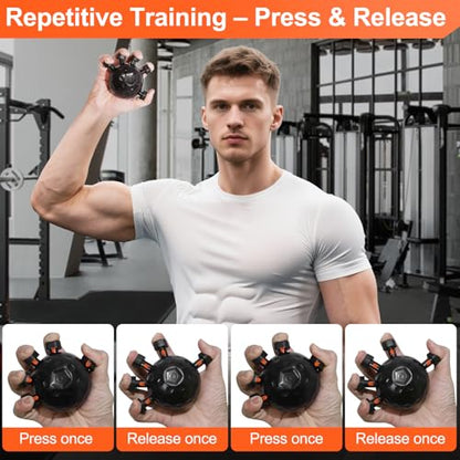 Grip Trainer - Adjustable Finger Grip for Hand and Forearm Strength Development for Musicians, Rock Climbers and Fitness Enthusiasts (Black)