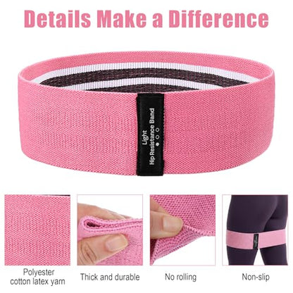 6 Pcs Fabric Resistance Bands for Working Out Non-Slip Exercise Bands with Booty for Legs and Butt Home Gym Pilates Stretching Men and Women