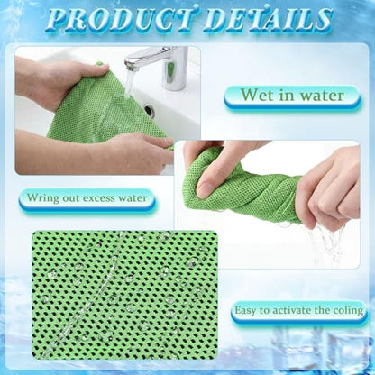 Honoson 10 Pcs Cooling Towels with Bottle, 47 x 12 in, Green - color: Green