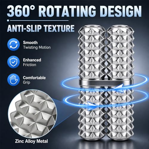 Handheld Fidget Toy, Metal Hand Roller Thumb-Press Massage Style Pain for Adult Relieve Stress Anxiety Tension, Office Travel Classroom, Novelty Gifts for Friends - Sliver - color: Silver