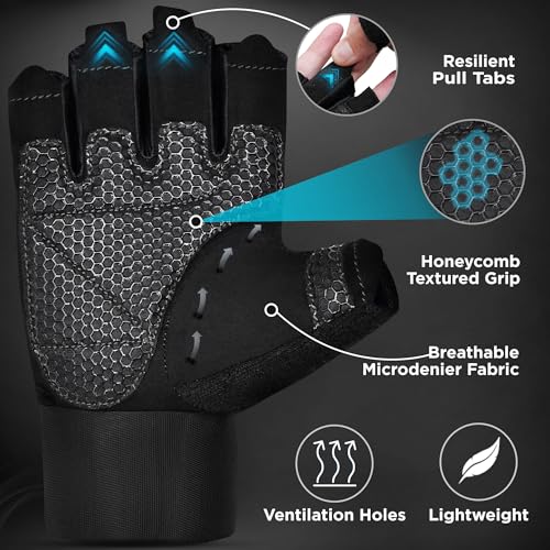 RDX Workout Gloves, 15-Inch Long Support Strap Anti Slip Palm Protection with 3 Wrist Alignment Plates, Powerlifting Deadlifting Bodybuilding Gym Fitness, Weight Lifting Exercise Training, Men Women