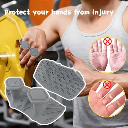 Upgraded Weight Lifting Grips for Women & Men - Extra Large & Thick Non-Slip Gym Grips, Ergonomic Workout Gloves for Pull-Ups, Dumbbell Exercises - color: Grey
