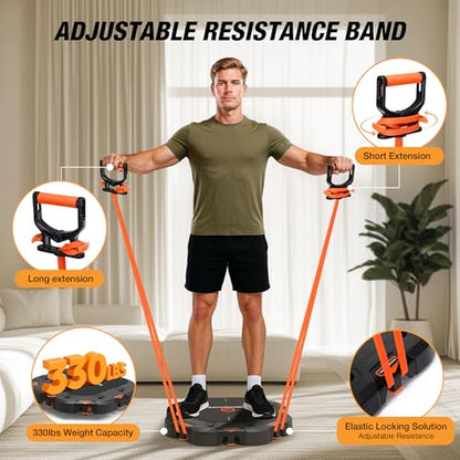 Adjustable Push Up Board for Men, 7 in-1 Multi-Function Push Up Board with Resistance Bands, Door Anchor for Full Body Training, Safe & Space-Saving Design for Home/Gym Use