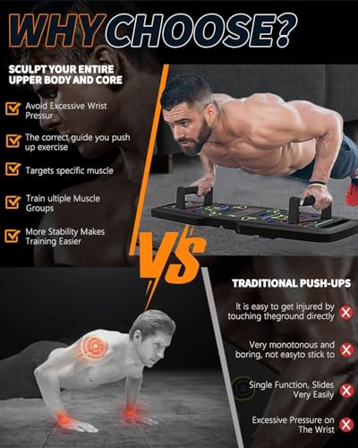 Solid Push Up Board,Home Gym,16 in 1 Home Workout Equipment Multi-Functional Push Up Stands System Fitness Floor Chest Muscle Exercise Professional Equipment Burn Fat Strength Training Arm Men & Women