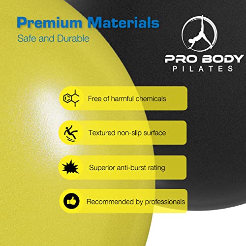ProBody Pilates Small Exercise Ball with Pump - 9 Inch Workout Ball for Stability, Barre, Yoga, Core & Physical Therapy