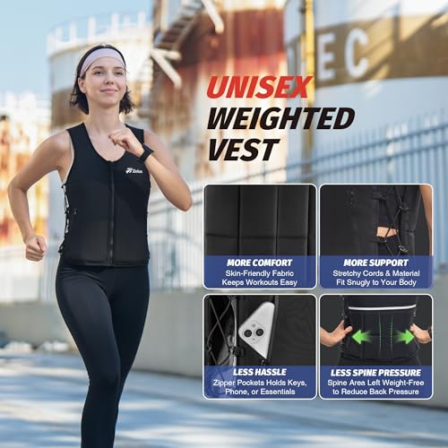 ZELUS Weighted Vest Woman, Adjustable Weighted Vest 1-10lb/ 1-15lb with Removable Z-Fit Soft Iron Weights, for Weight Loss Running Walking Rucking Strength Training, Reflective & Pocket Design - size: 15LB&M
