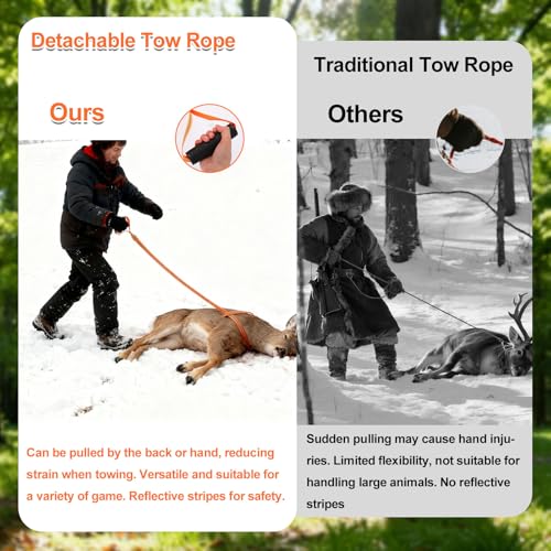 Deer Drag Harness, Deer Drag Rope with Reflective Strip Heavy Duty Hunting Sled Essentials Gear Accessories Double Shoulder Harness for Men Hunting ﻿