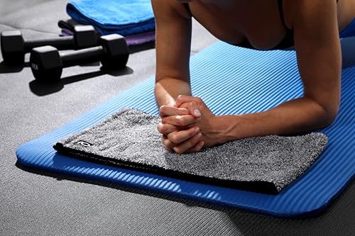 Yoga Towel - Infused with Activated Charcoal to Detoxify and Sweat - Made with Eco-Friendly Aqua-Cotton Yarn - Biodegradable and Sustainable - All Ages - color: Eco Sweat Charcoal Workout Towel