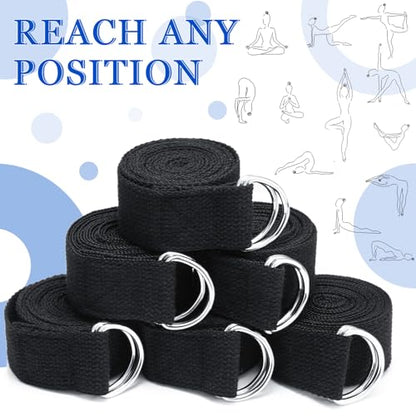 Yoga Strap Stretching Pilates Exercise Adjustable Straps 6 ft Non Elastic Yoga Belt with Adjustable D Ring Buckle for Pilates Gym Workouts Fitness