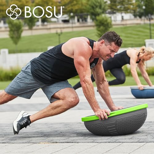 BOSU Nexgen Balance Trainer, Half-Ball Training Equipment, 65 cm Diameter, 300 lb Capacity - Burst-Resistant Stability Exercise Tool w/Non-Slip Base, Includes Hand Pump, Commercial-Grade - color: Cosmic Ash/Lime Green